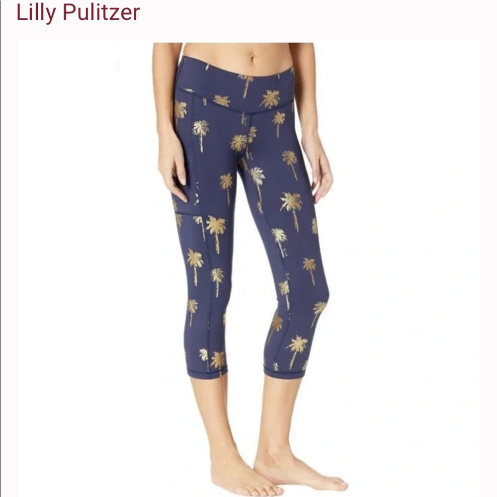 Lilly Pulitzer Navy Leggings with Gold Palm Print - Picture 16 of 16
